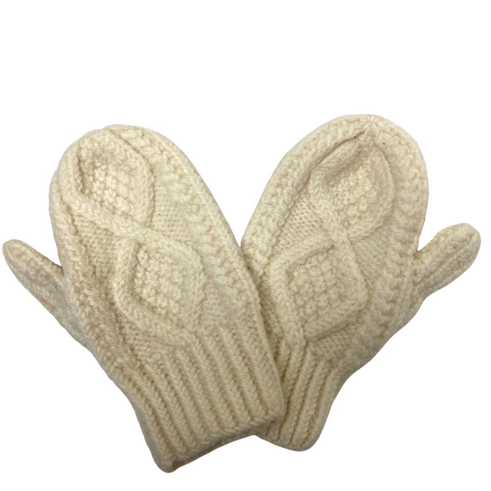 ARAN Kids Mittens Wool Natural Cream Handmade